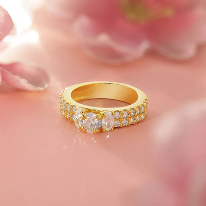 Gold Plated Solitaire CZ Stylish Silver Ring