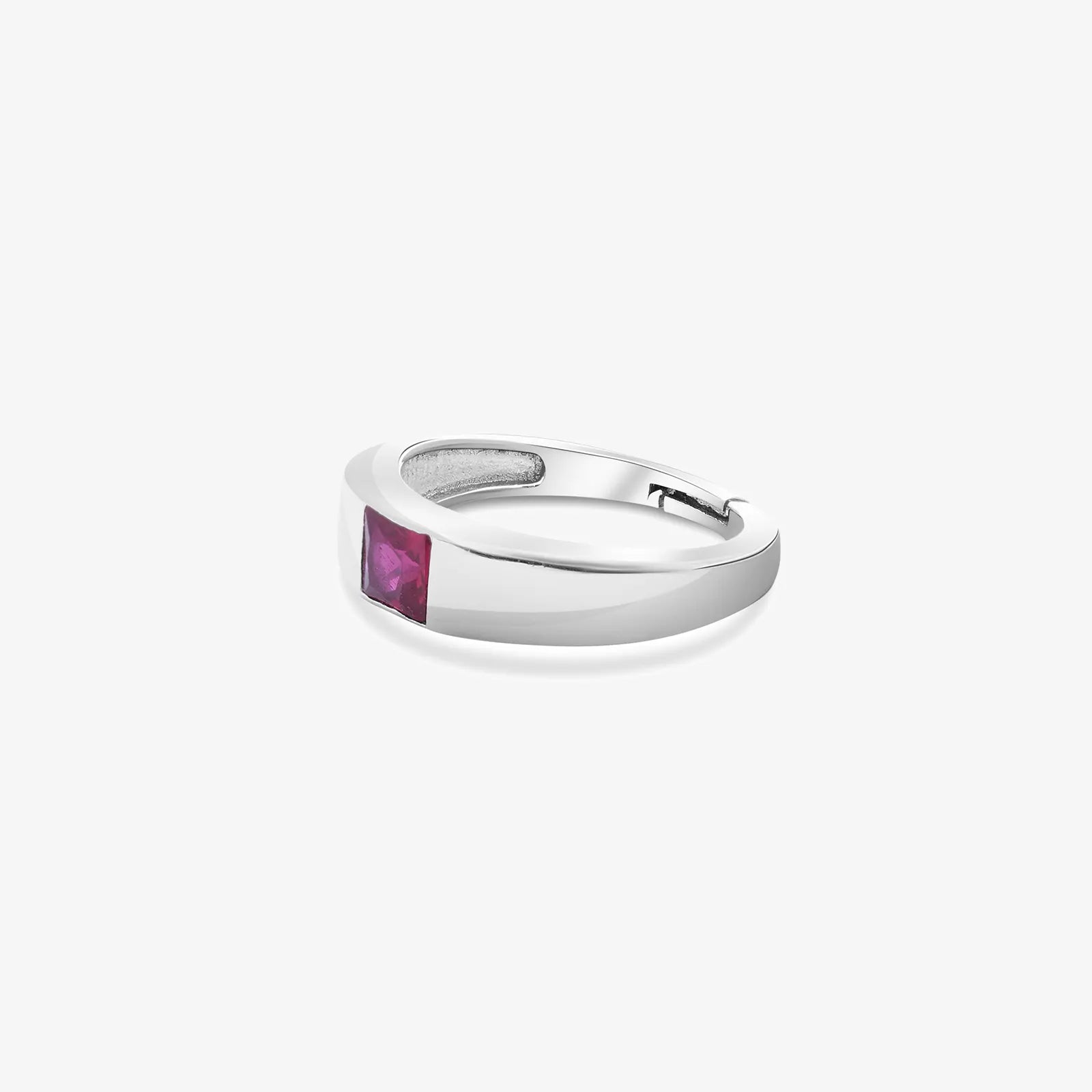 Silver Pink Ruby Stone Finger Band Ring