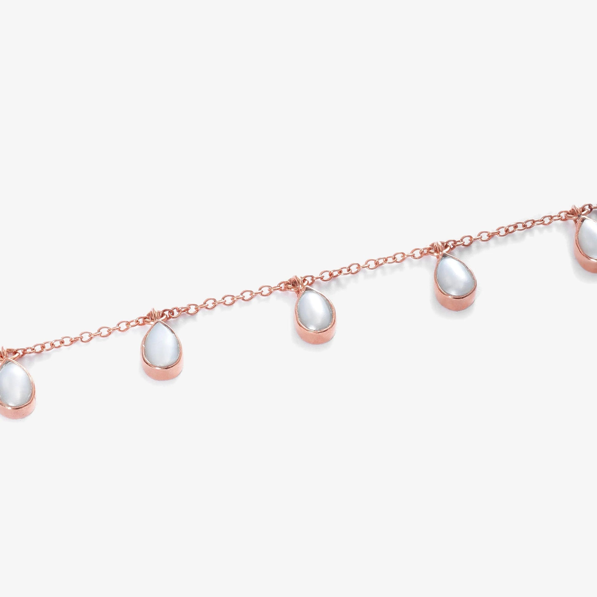 Rose Gold Plated Silver Drop Shape Pearl Bracelet - Tweov Jewels