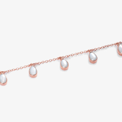 Rose Gold Plated Silver Drop Shape Pearl Bracelet - Tweov Jewels