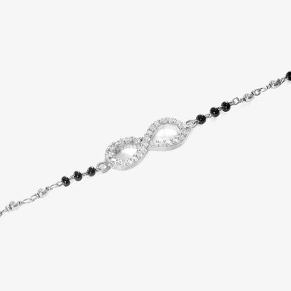 Pure Sterling Silver Infinity Knot Design Hand Mangalsutra Bracelet