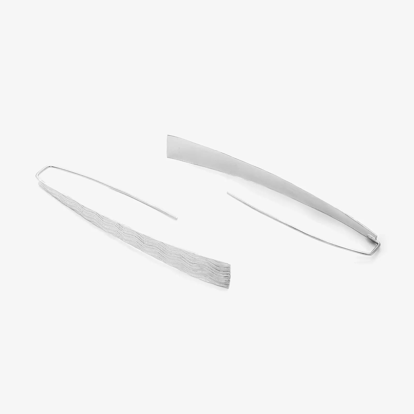 Oxidized Silver Long Bar Dangle Earrings for Women
