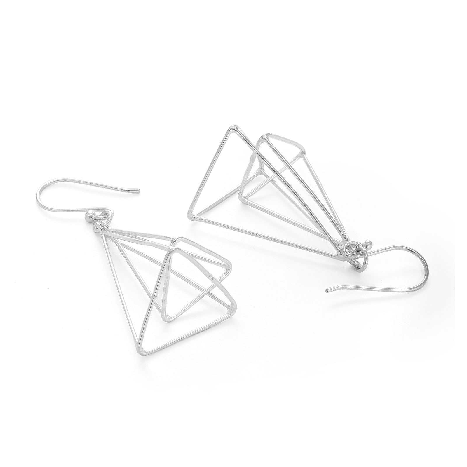 Pure Silver Earrings - Triad Tone Danglers - Tweov Jewels