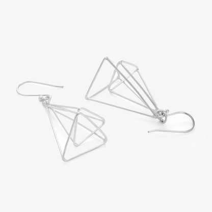 Triangular Tone Silver Dangle Earrings