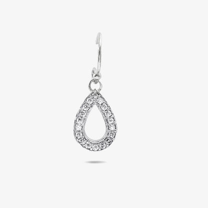 Grand CZ Stone With Silver Finish Earrings