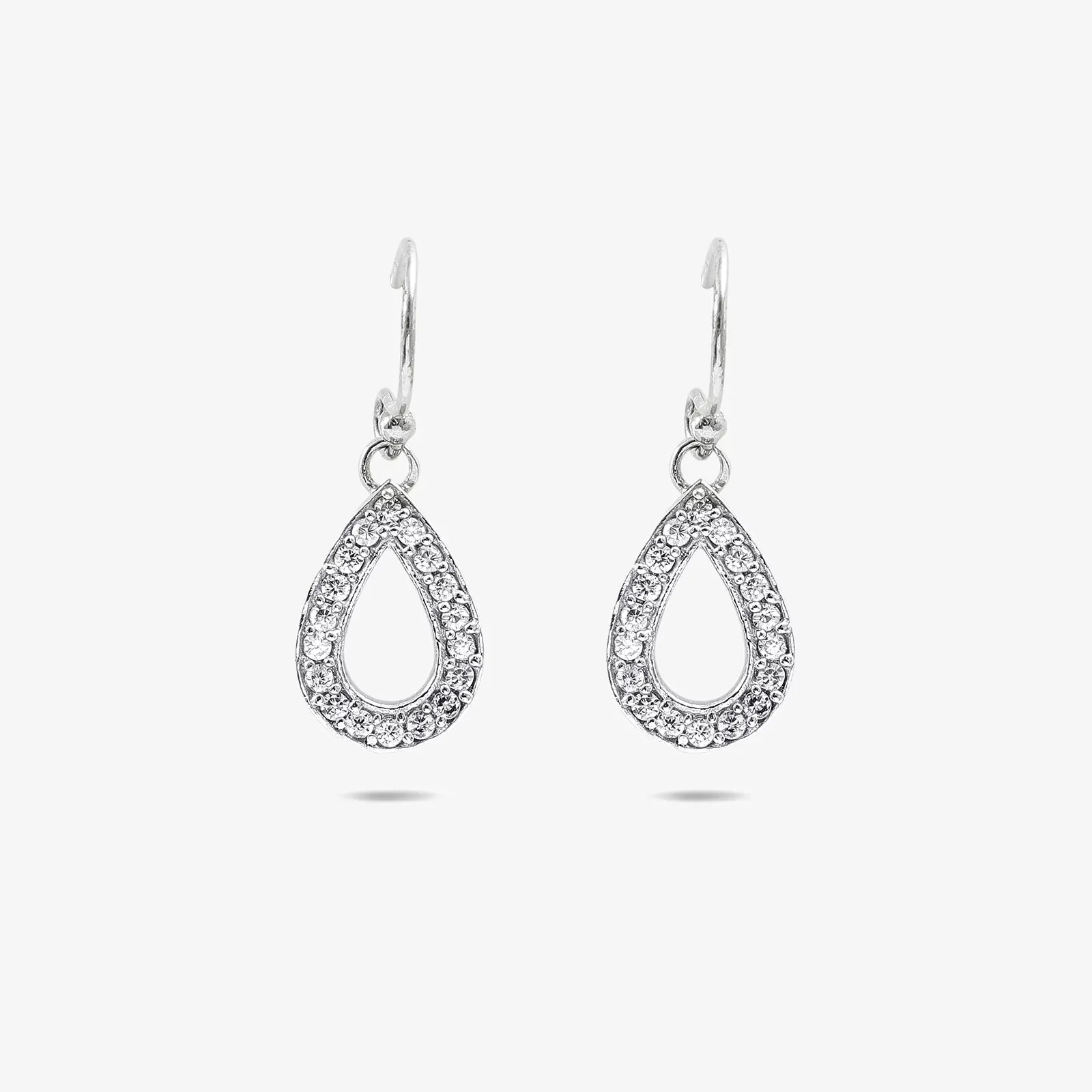 Grand CZ Stone With Silver Finish Earrings