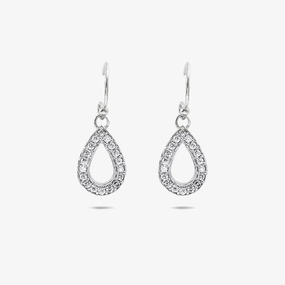 Grand CZ Stone With Silver Finish Earrings