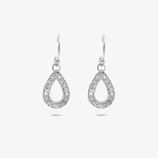 Grand CZ Stone With Silver Finish Earrings
