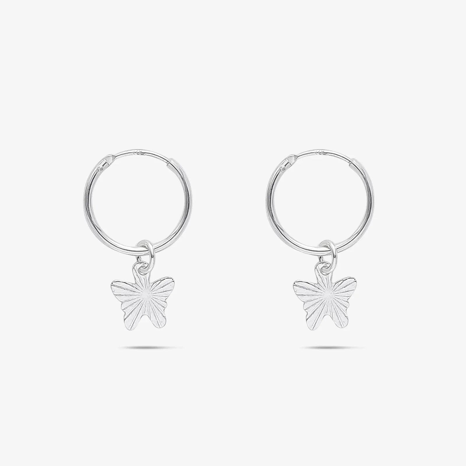 Set of 2 Silver Butterfly & Tortoise Hoop Earrings for Kids