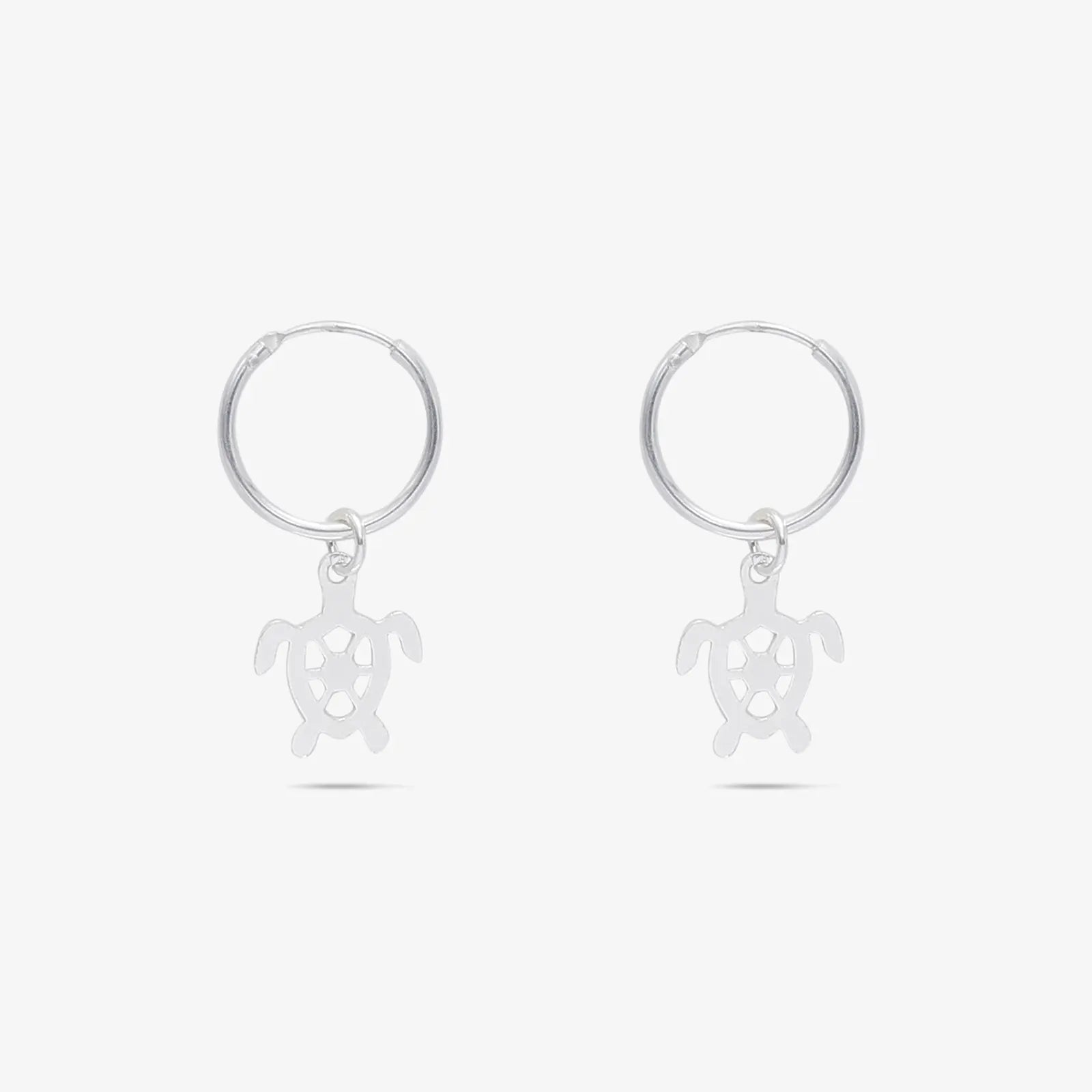 Set of 2 Silver Butterfly & Tortoise Hoop Earrings for Kids