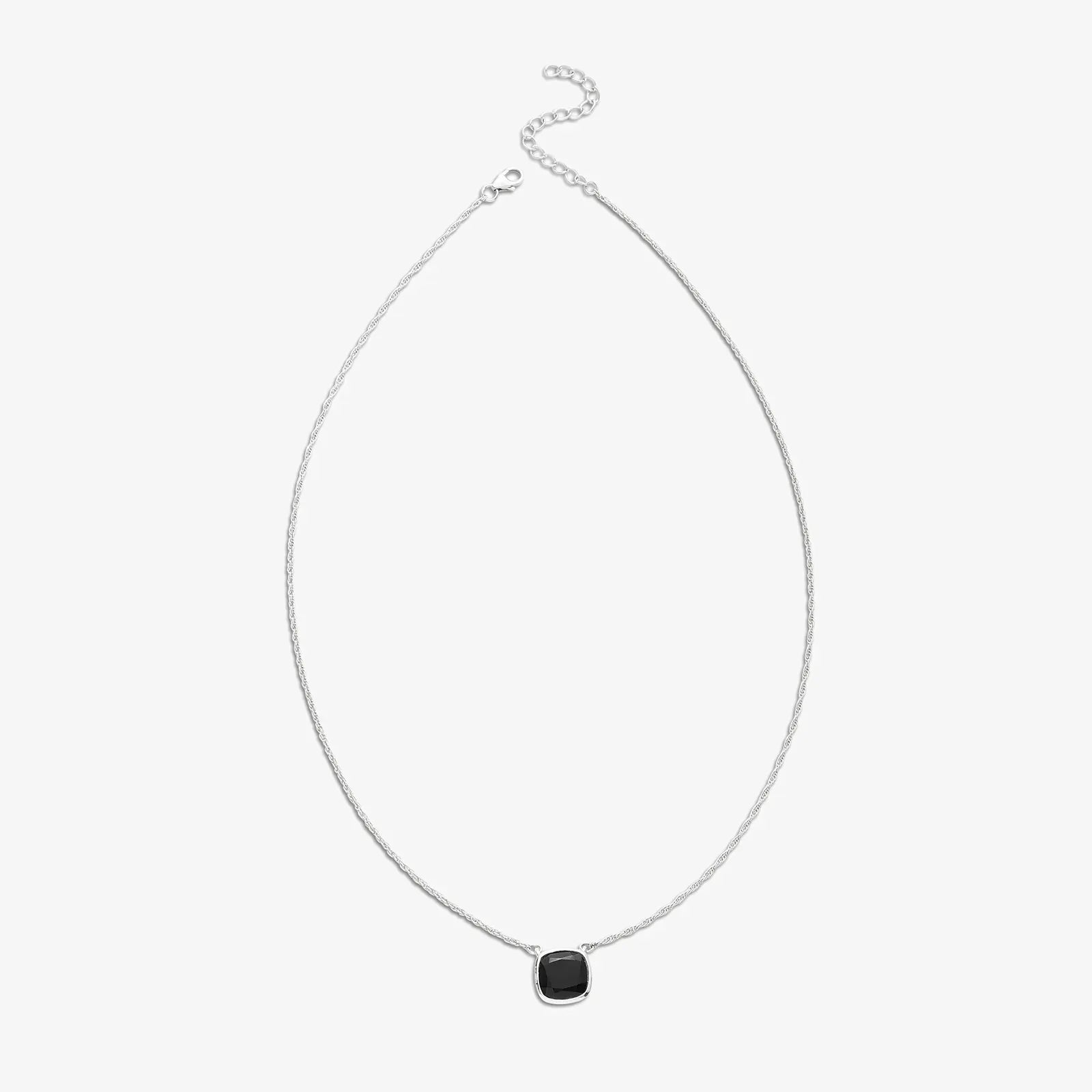 Simple Black Square Silver Necklace