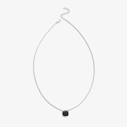 Simple Black Square Silver Necklace