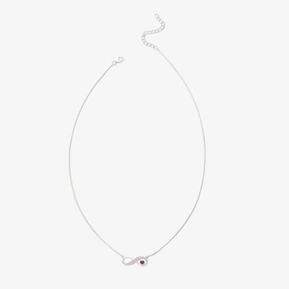 Infinity Pink Heart Silver Necklace