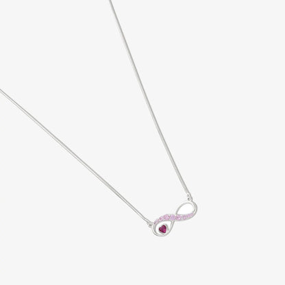 Infinity Pink Heart Silver Necklace