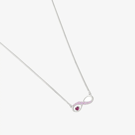 Infinity Pink Heart Silver Necklace