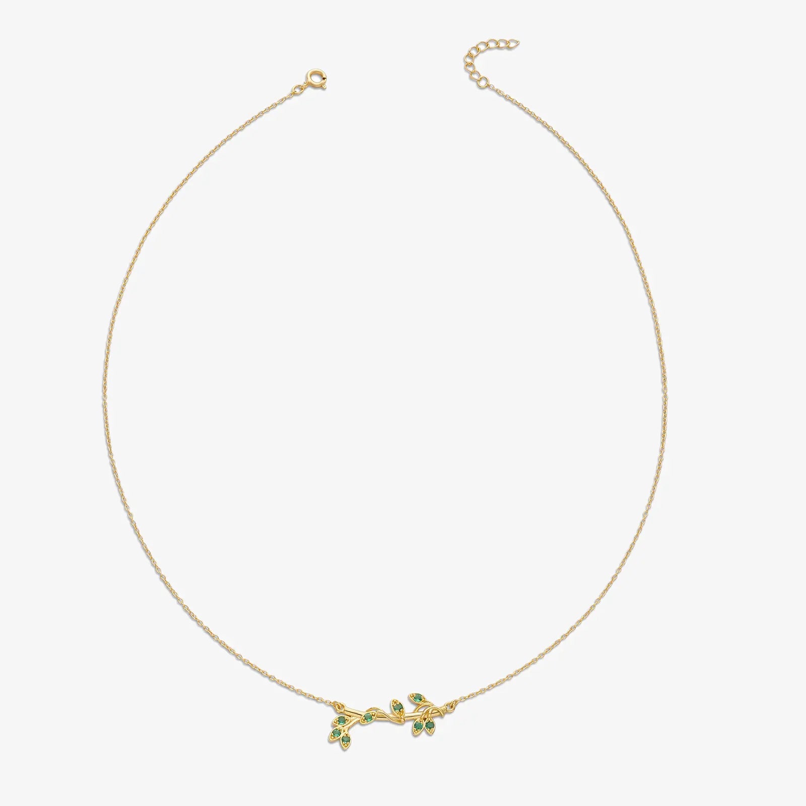 Gold Plated Emerald Leaf Silver Necklace - Tweov Jewels