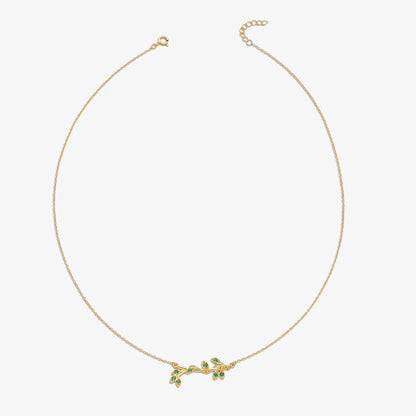 Gold Plated Emerald Leaf Silver Necklace - Tweov Jewels
