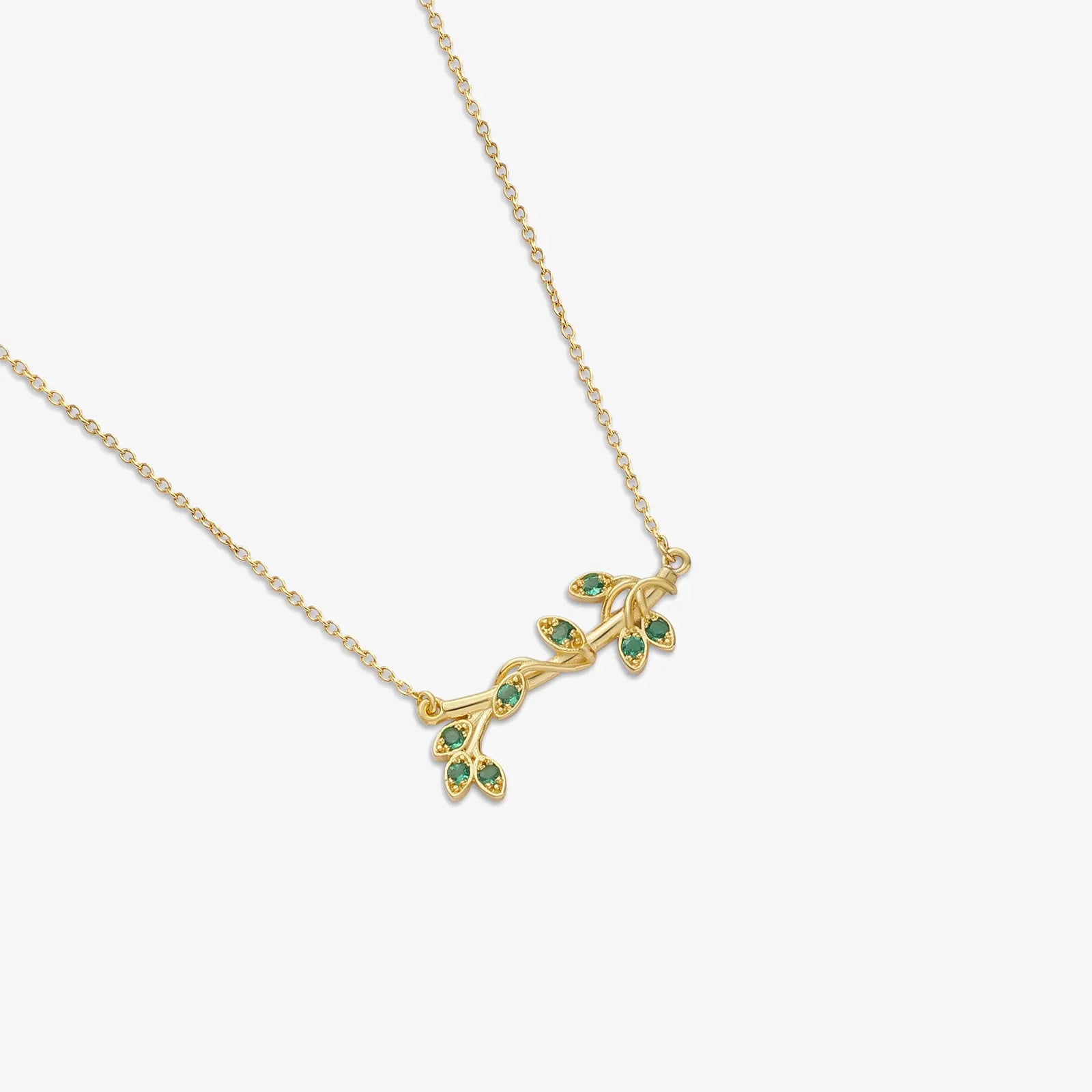 Gold Plated Emerald Leaf Silver Necklace - Tweov Jewels