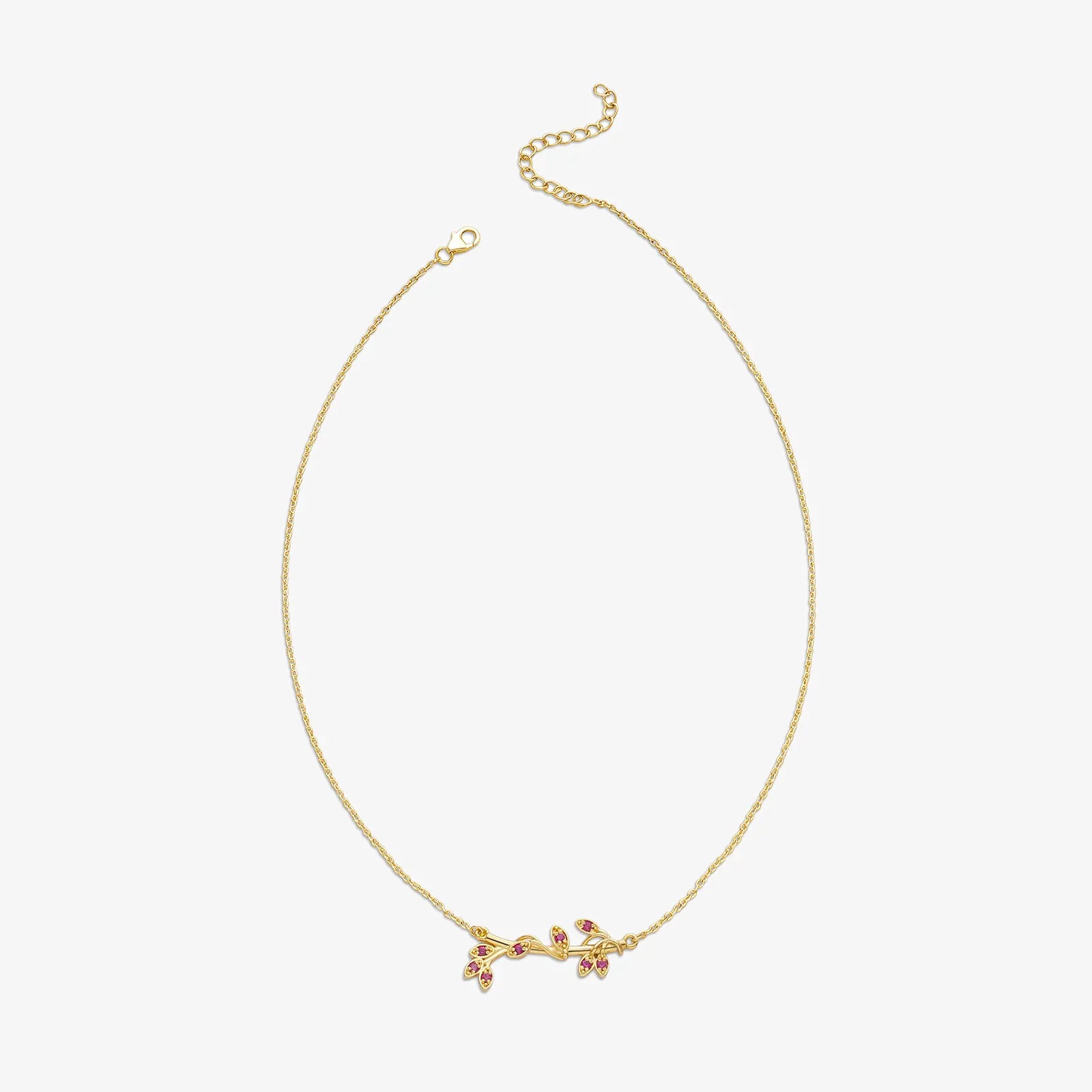 Gold Plated Pink Leaf Silver Necklace