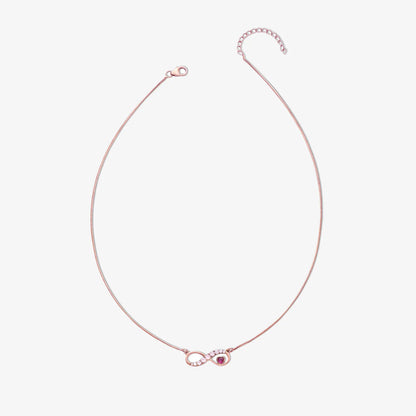 Rose Gold Infinity Pink Heart Silver Necklace