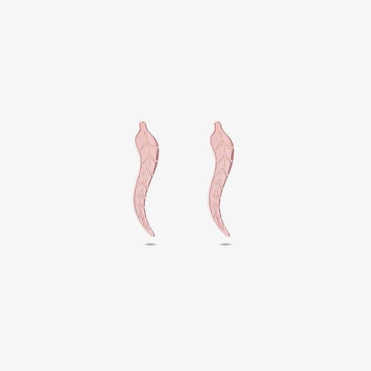 Rose Gold Silver Leaf Design Stud Earrings