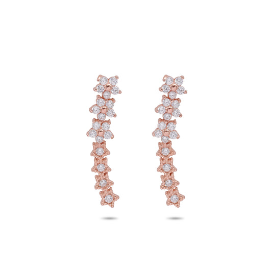 Rose Gold Silver Floral Star Ear Cuffs for Women - Tweov Jewels