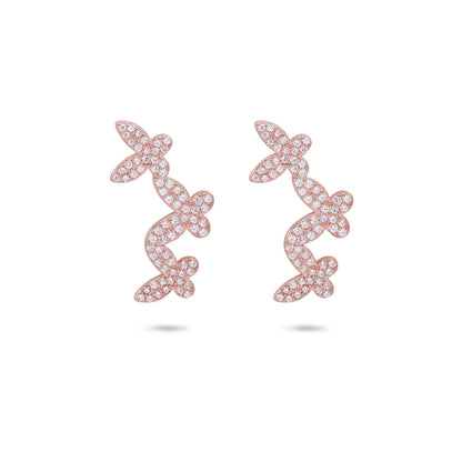 Rose Gold Butterfly Design Silver Earrings for Women