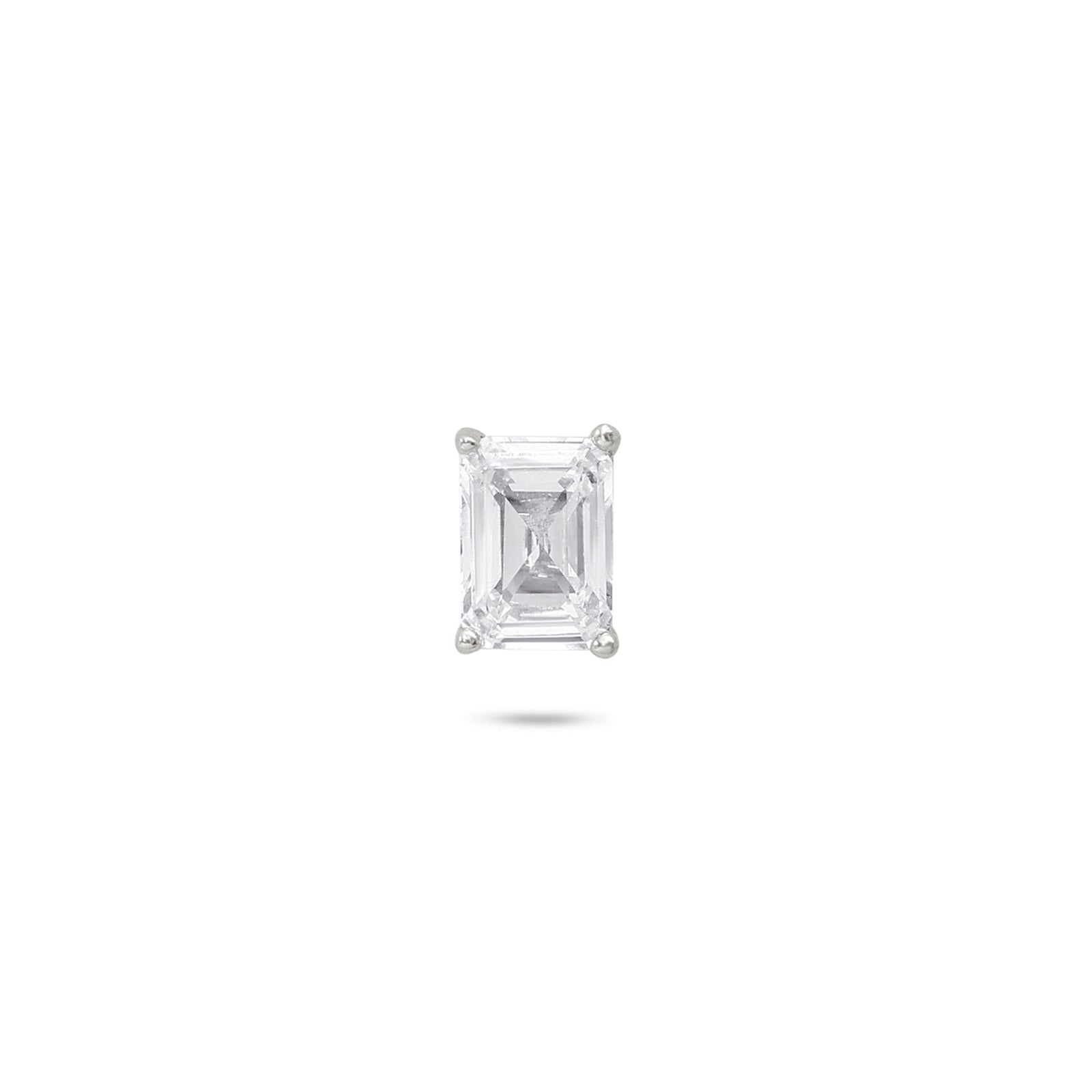 Rectangle Shape Silver Stud Earrings