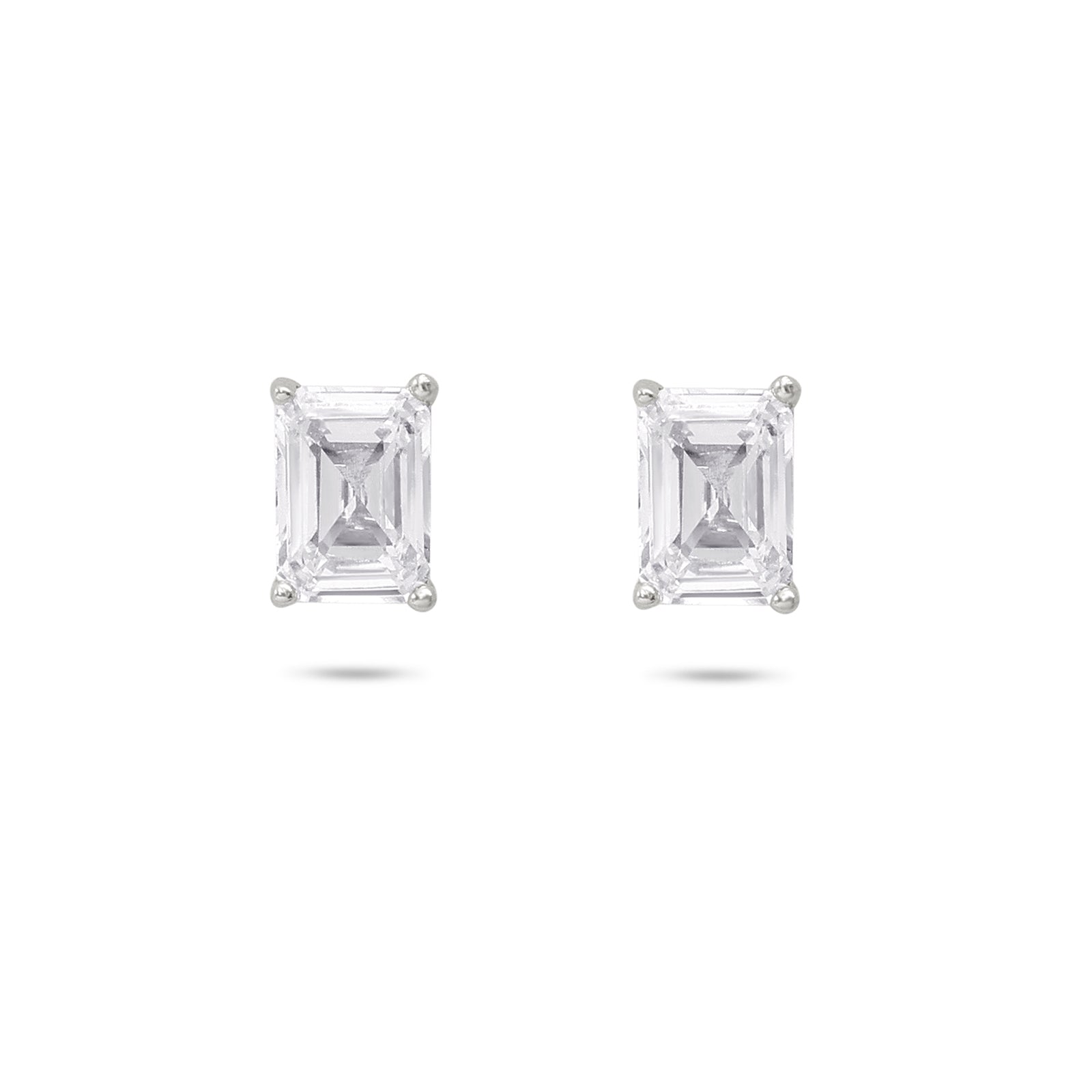 Rectangle Shape Silver Stud Earrings