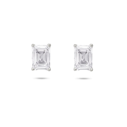 Rectangle Shape Silver Stud Earrings