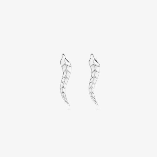 Silver Leaf Stud Earrings for Women
