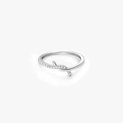 CZ Studded Silver Knot Finger Ring for Women