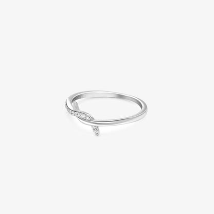 CZ Studded Silver Knot Finger Ring for Women