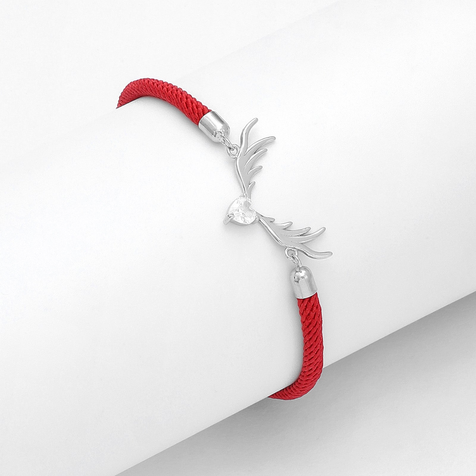 925 Sterling Silver Deer Heart With Red Thread Bracelet - Tweov Jewels