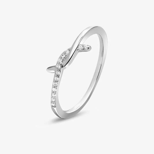 CZ Studded Silver Knot Finger Ring for Women