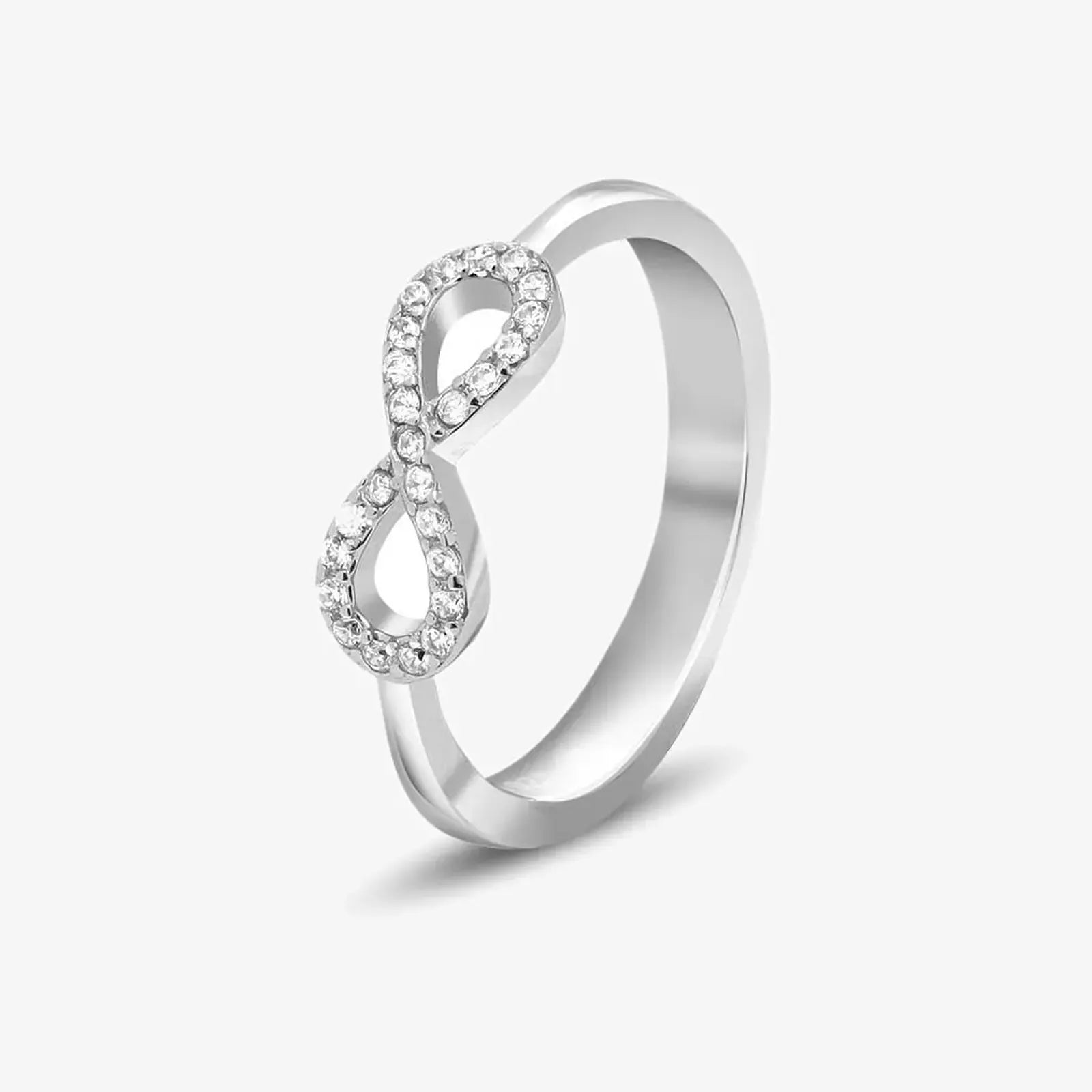 CZ Stone Silver Infinity Ring - Tweov Jewels