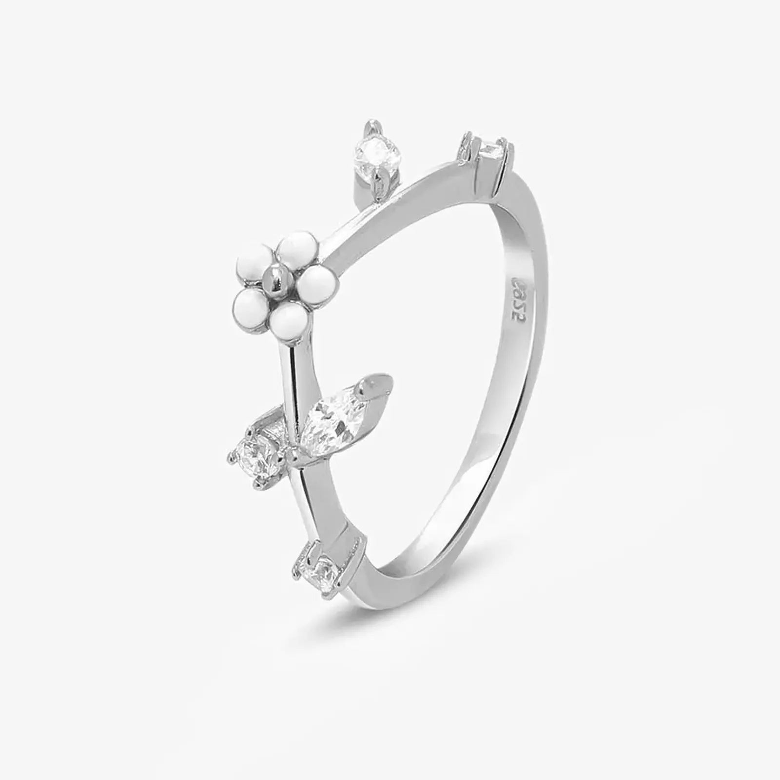 White Flower Silver Ring for Women - Tweov Jewels