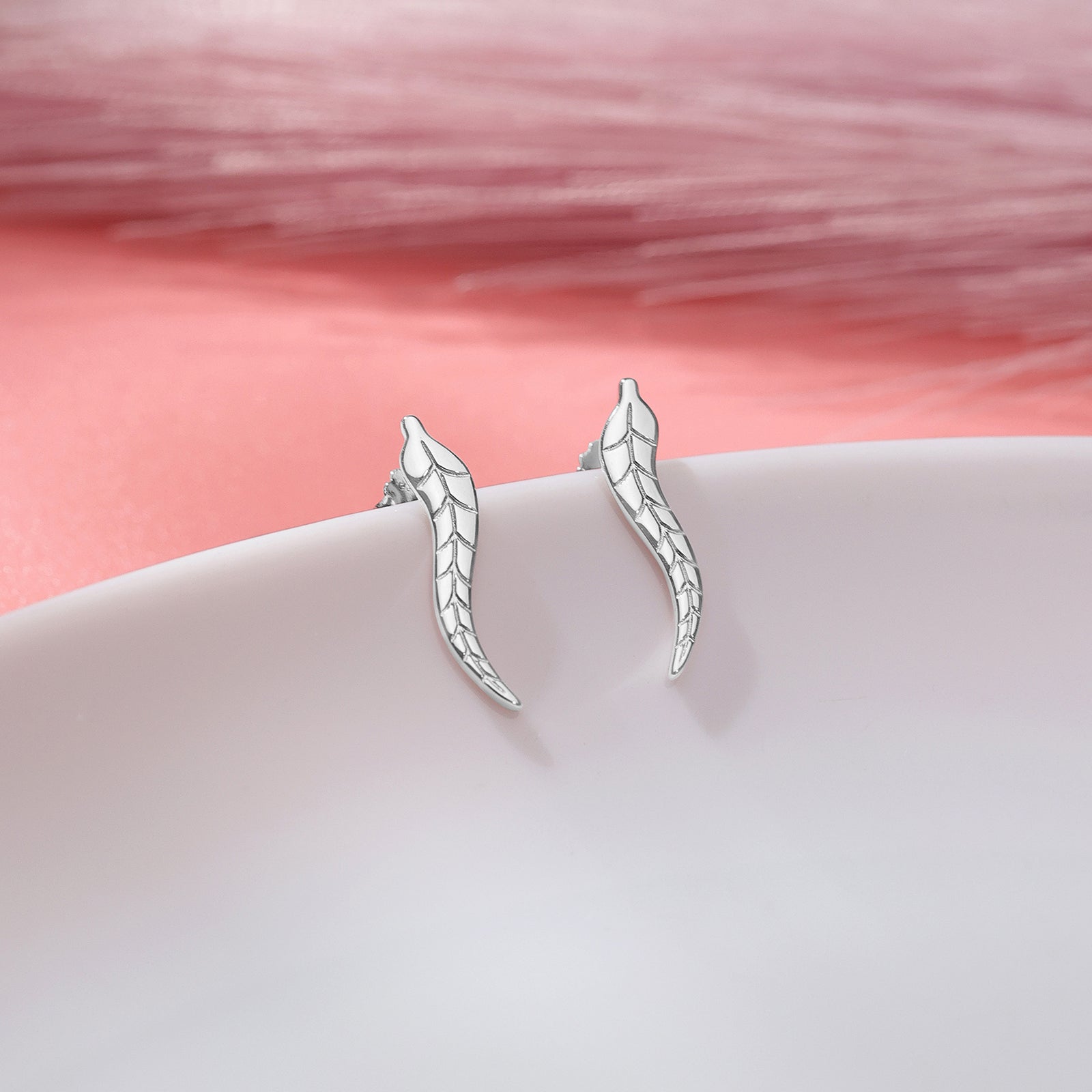 Silver Leaf Stud Earrings for Women - Tweov Jewels