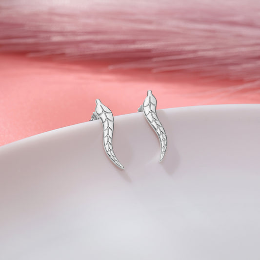 Silver Leaf Stud Earrings for Women