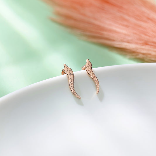 Rose Gold Plated Silver Leaf Shaped Stud Earrings