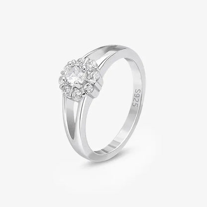 Floral Cubic Zirconia Studded Silver Ring - Tweov Jewels