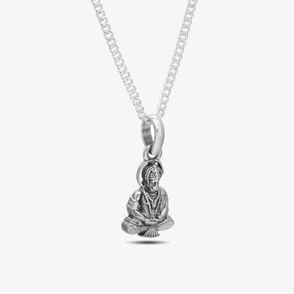 Pure Silver Meditating Hanuman Ji Pendant