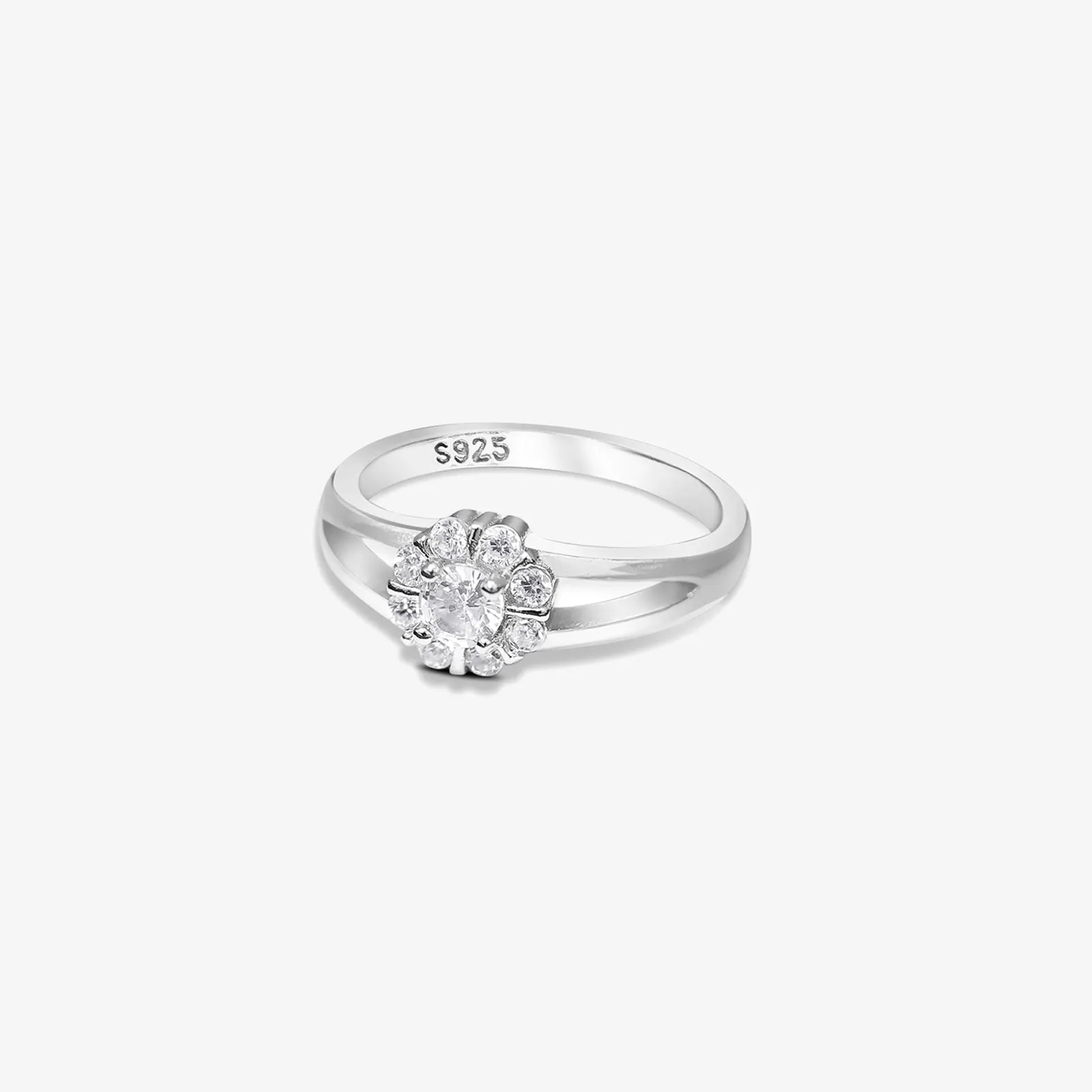 Floral Cubic Zirconia Studded Silver Ring - Tweov Jewels