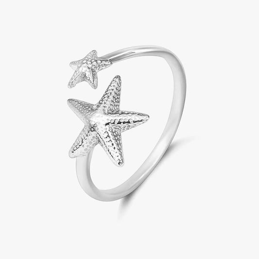 Classic Double Star Silver Ring