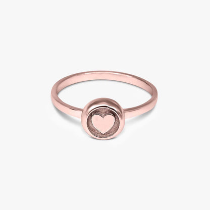 Rose Gold Plated Heart Silver Ring