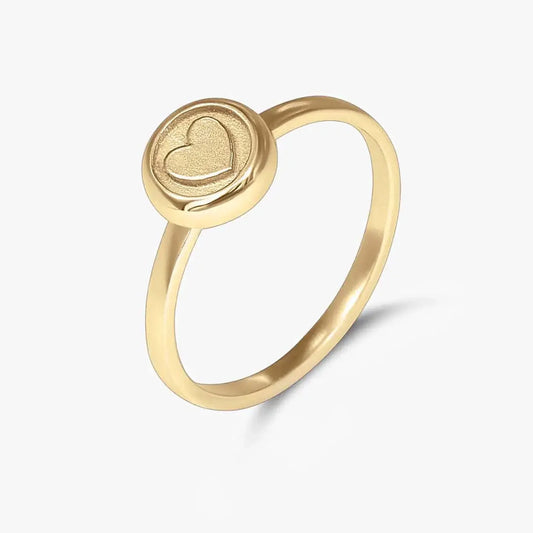 Gold Plated Heart Silver Ring