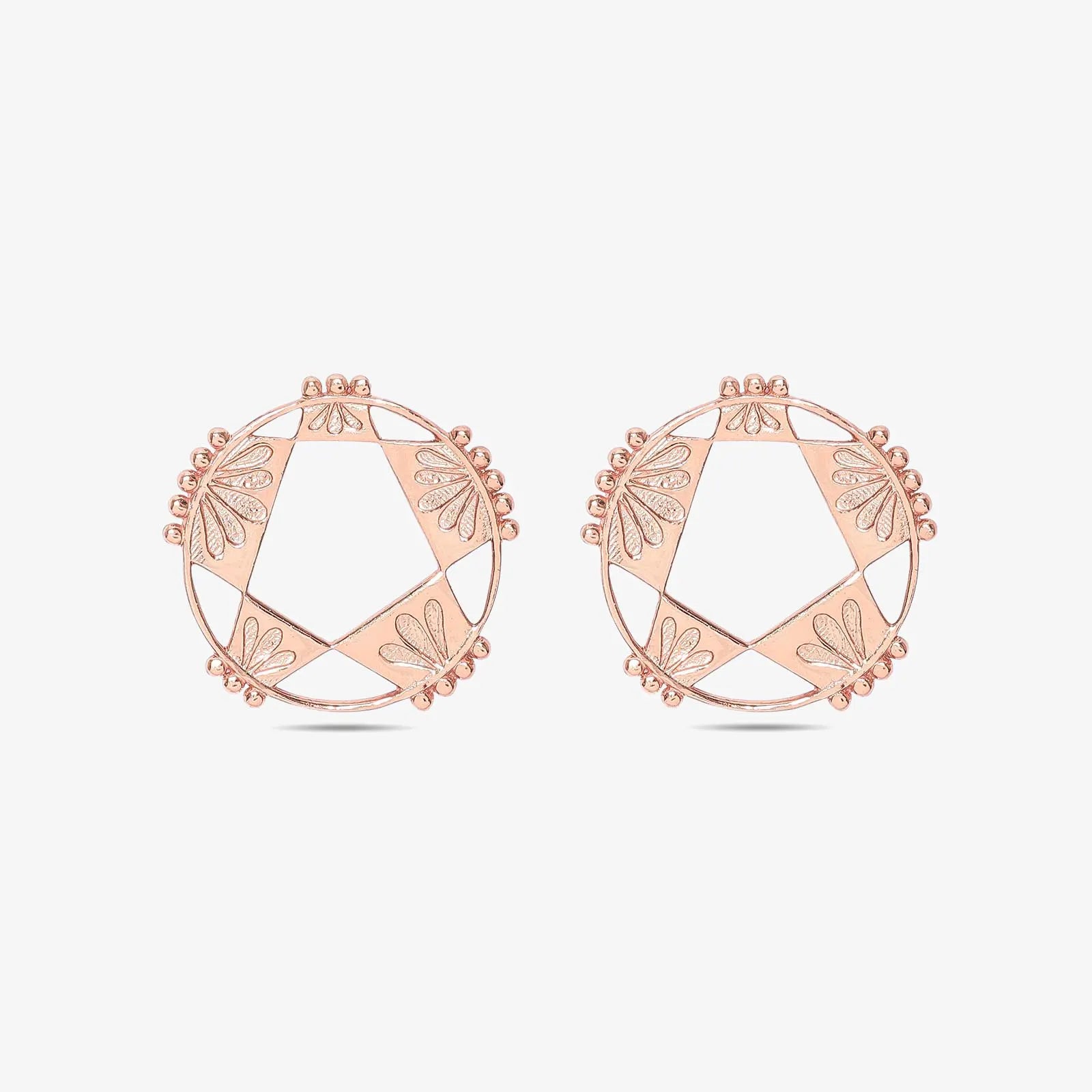 Rose Gold Plated Silver Geometric Star Stud Earrings - Tweov Jewels