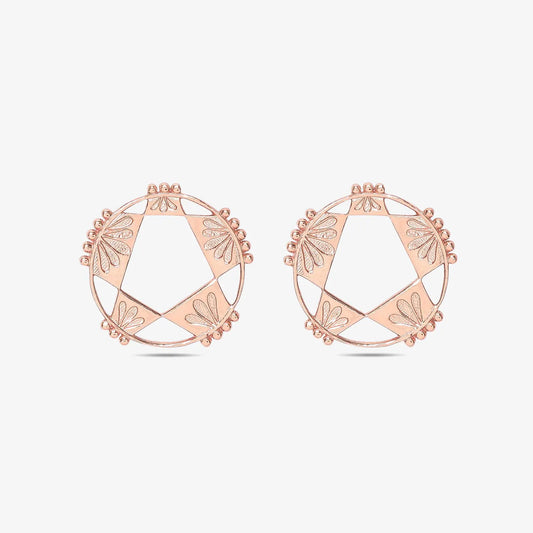 Rose Gold Plated Silver Geometric Star Stud Earrings