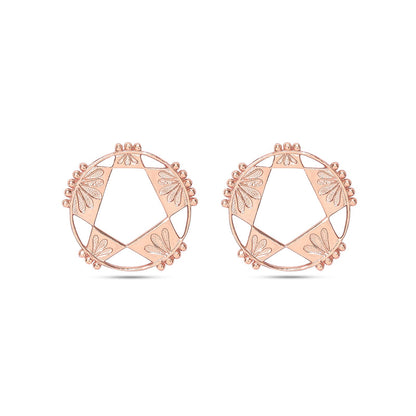 Rose Gold Plated Silver Geometric Star Shape Stud Earrings