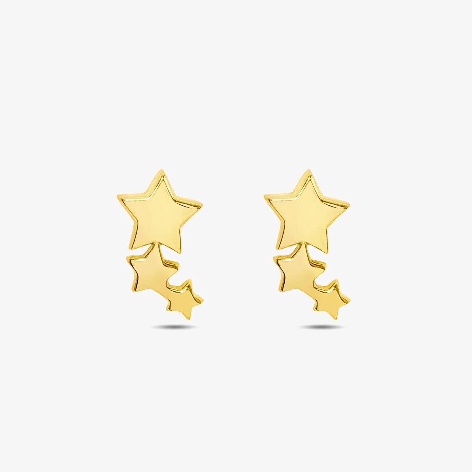 Gold Plated Three Star Stud Earrings - Tweov Jewels